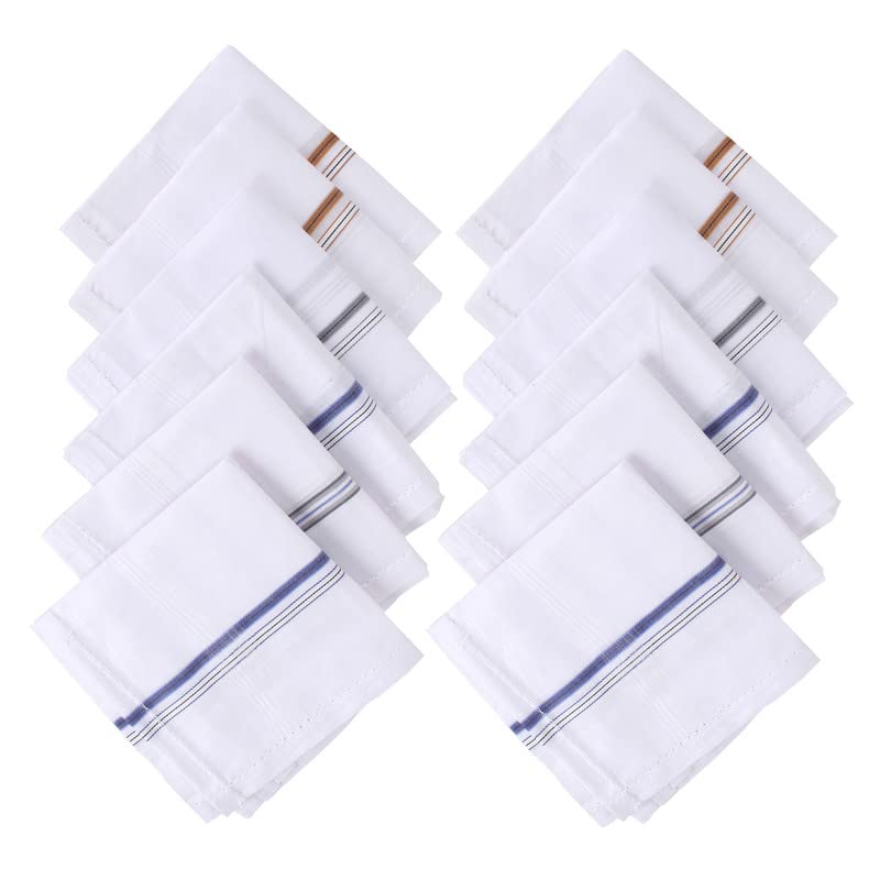 jenny denial 100% Cotton Pure White Handkerchief/Rumal for men and boys Big size XXL Size 48 * 48 Cm Strip design Combo Pack-picture-18