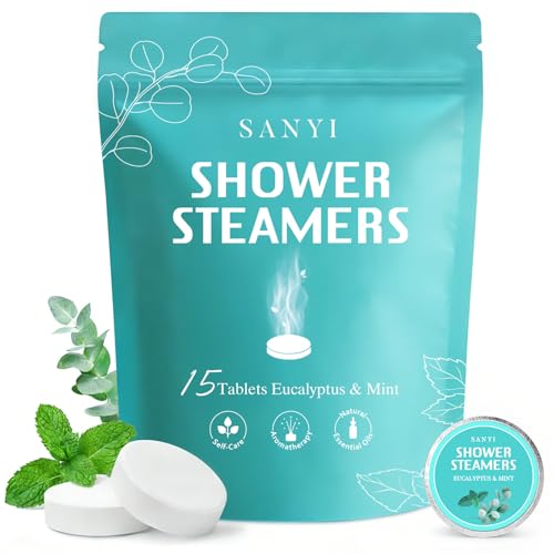 Shower Steamers Aromatherapy 15 Pack Eucalyptus & Mint Shower Bombs with Natural Essential Oils Boo Basket Stocking Stuffers Gifts for Women Men Relaxation Quick Sinus Relief Nasal Congestion