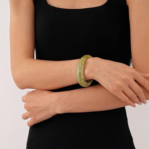 Chunky Acrylic Bracelet for Women,Vintage Candy Color Adjustable Bracelet Statement Irregular Geometry Wrist Bangle Classic Fashion Jewelry2