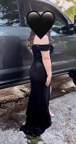 Sparkly Sequin Mermaid Prom Dresses 2024 Off Shoulder Pleated Long Ball Gown V Neck Evening Party Gown with Slit2