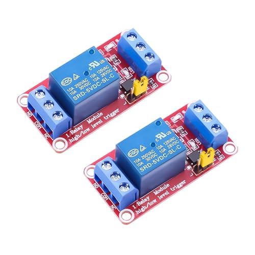 2 piezas Módulo de Relé DC 5V 1 Canal, Placa Relé 1 Canal con Aislamiento Optoacoplado, Tarjeta 1 Vía Compatible con Disparo de Módulo o Bajo, Capacidad de Carga AC 250V/10A y DC 30V/10A