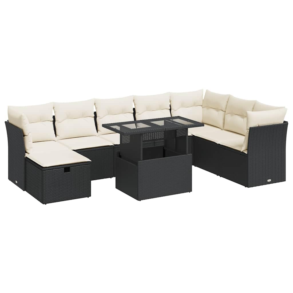 Polirattan z wodoodpornym schowkiem do ogrodu i tarasu 7 cz. 82 2 cm czarny