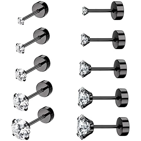 Conjunto de 5 Pares de Pendientes de Acero Inoxidable con Circonita Cúbica CASSIECA Cover