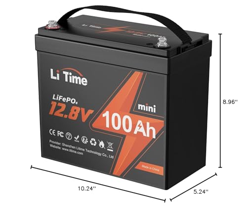 Image of LiTime 12V 100Ah Xtra-Mini Bluetooth Trolling Motor LiFePO4 Battery, 12 Volt MINI Small Lithium Batteries, Up to 15000 Deep Cycle, 100A BMS for RV, Camper, Travel Trailers, Boat, Yacht, Kayak (2-Pack)