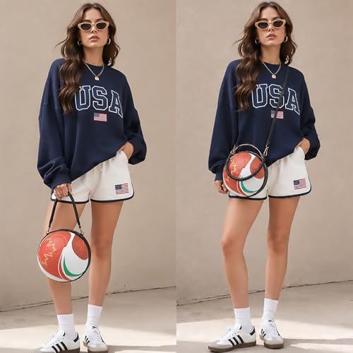 Image of Women Unique Novelty Football Purse, Ball Shaped Handbag Crossbody Shoulder Bag | Rugby