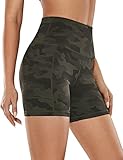 CAROVIA High Waisted Biker Shorts for Women Workout Yoga Gym Athletic with 3 Pockets Tummy Control Summer 5' Inches Classic Camo X-Large