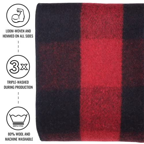 image for Arcturus Plaid Wool Blanket - 4.5lbs, Warm, Heavy, Washable, Large | G