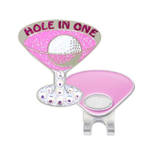 Navika Pink Cosmo Hole In One Swarovski Crystal Golf Ball Marker With Magnetic Hat Clip | Drink Ball Marker For Women Golfers | Great Gift For Booze Themed Events | Hole In One Accessory #TOP4