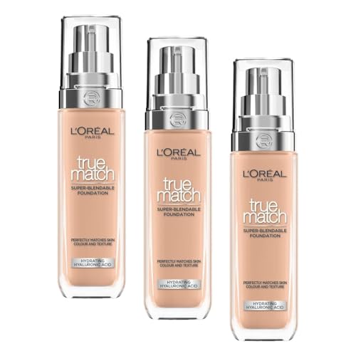 Image of L'Oreal Paris True Match Liquid Foundation, Skincare Infused with Hyaluronic Acid, SPF 16, Available in 46 Shades, 5C Rose Sand, 30 ml (Pack of 3)
