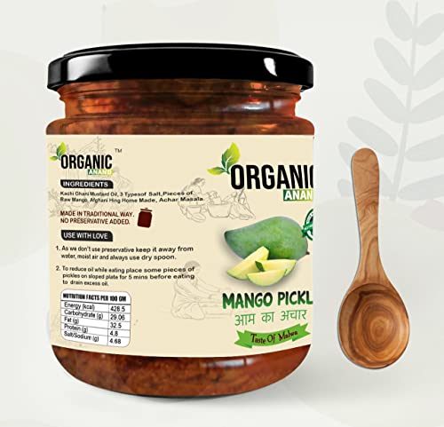 Image of Organic Anand Smoked Homemade Mango Pickle 500gram | Khatta Aam ka Achar | Preservatives Free with Ayodhya Ram Keri | Low Salt