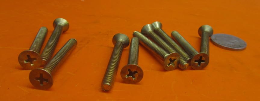 Brass Flat Head Phillips Machine Screws, FT, 10-24 Thread Size x 1-1/2" Length, 25 Pcs