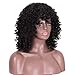 Synthetic Curly Wigs for Black Women Kinky Curly Afrian Full Wigs Black Color 14 Inch With Bangs,Free Caps