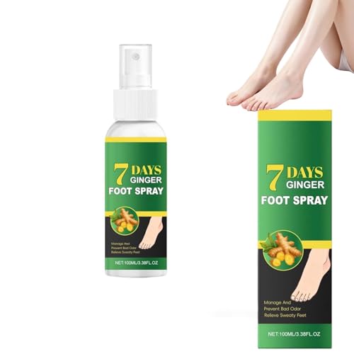 7 Days Ginger Foot Spray, Ginger Nail Treatment with Vegan Botanicals, Foot Deodorant for Smelly Feet/Stinky Feet, Odor Spray for Boots & Shoe Odor, Nail Repair & Strengthener for Damaged Nails (1PCS)