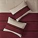 Madison Park Palmer Comforter Set-Luxury Faux Suede Design, Striped Accent, All Season Down Alternative Bedding, Matching Shams, Decorative Pillow, Bed Skirt, Queen (90 in x 90 in), Red 7 Piece