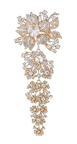Image of Gyn&Joy 7.59 Inch Crystal Large Wedding Bouquet Brooch Pin