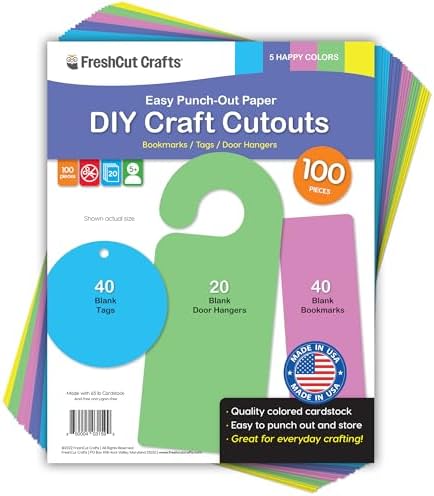FreshCut Crafts DIY Craft Cutouts 100 PCS Blank Bookmarks, Door Hangers ...