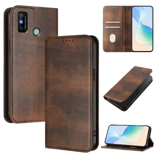 Cover �Ή��@�� for Tecno Spark 6 Go,�Ή��@�� for Tecno Spark Go 2021 / 2020 ���U�[�P�[�X �X���b�g�t���J�[�h���[brown