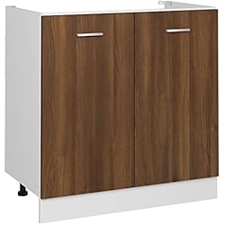Mueble Fregadero Vw T5 vidaXL Armario Inferior de Fregadero Cocina Muebles Estantería Almacenamiento Guardar Cuencos Platos Ollas Contrachapado Roble 80x46x81,5 cm
