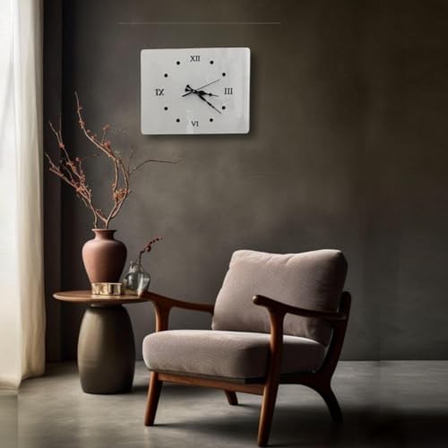BIAZ Modern Acrylic Wall Clock – Minimalist White Wall Clock for Living Room, Bedroom, Office – Decorative Home Wall Decor