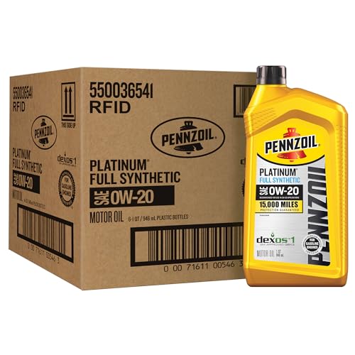 Pennzoil Platinum Full Synthetic 0W-20 Motor Oil (1-Quart, Case of 6)