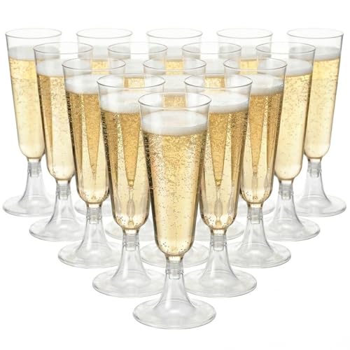 LADEPROS Lot de 50 Flute Champagne Plastique 160ml, Coupe à Champagne Transparente avec Base...