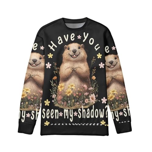 Hawapod Cute Sweatshirts For Teen Girls Happy Groundhog Day Long Sleeve Pullover Spring Crewneck Sweatshirt