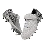 Skerxut Soccer Cleats, Kids Firm Ground Football Shoes, Boys Girls Athletic Outdoor (Grey, Toddler, 10, Numeric, US Footwear Size System, Medium)
