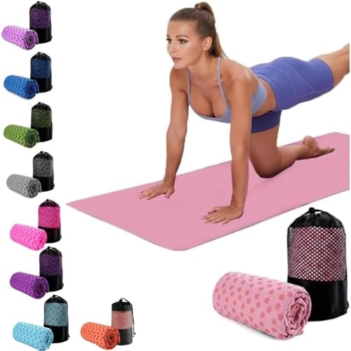 Oaygat Yoga Mat Towel Sweat Absorbent Yoga Mat Towel Quick-drying Hot Yoga Mat Cloth Non-slip Yoga Mat Towels 24 x72 Fitness Mat Towel with Mesh Carrying Bag for Bikram Pilates Gym Workout