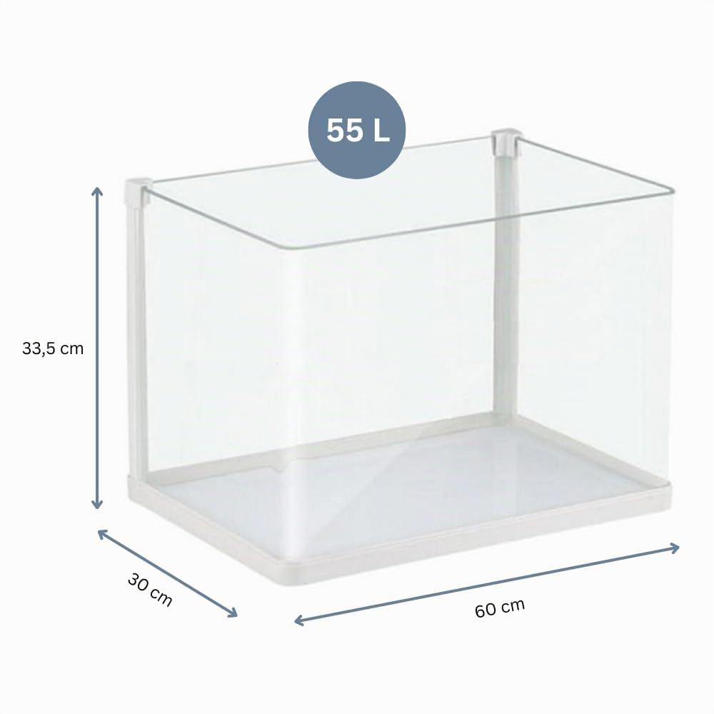 Aquariumline - Acuario abierto de cristal extraclaro, panorámico, 55 l, 60 x 30 x 33,5 cm