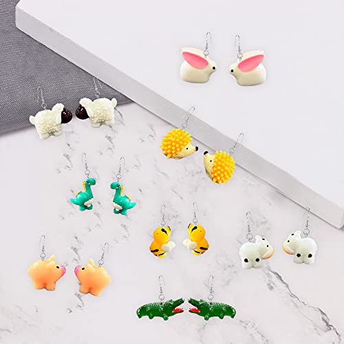 Gbahfy 8 Pairs Creative Funny Cow Bee Drop Dangle Earrings Cute Sweet Cartoon Resin Animal Earrings For Women Girls Fashion Jewelry For Women Girls Gifts Set (8 Piars) #TOP5