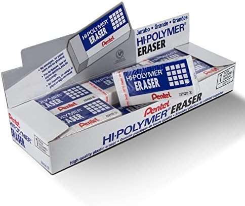 Pentel Hi-Polymer Eraser, Jumbo Size 12 pack(ZEH-20)
