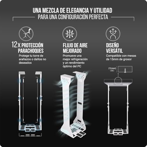 Soporte de CPU Ajustable bajo Escritorio - Soporte para Ordenador de Alta Resistencia bajo Escritorio - Capacidad de Carga de hasta 35 kg - Soporte Flexible para PC sobre Escritorio (Blanco) - imagen 4