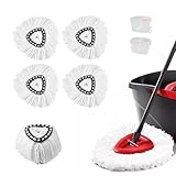 DOTOTO Paquete de 4 cabezales de repuesto para fregona giratoria, Cabezales Giratorios Compatibles,cabezal de repuesto de...