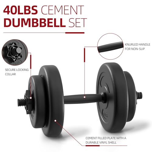 Fitvids Adjustable Dumbbell Set, 40lbs Free Weights Set for Exercise & Fitness, Vinyl Coated Cement Weights with Collars for Women & Men Home Gym Strength Training - Image 5