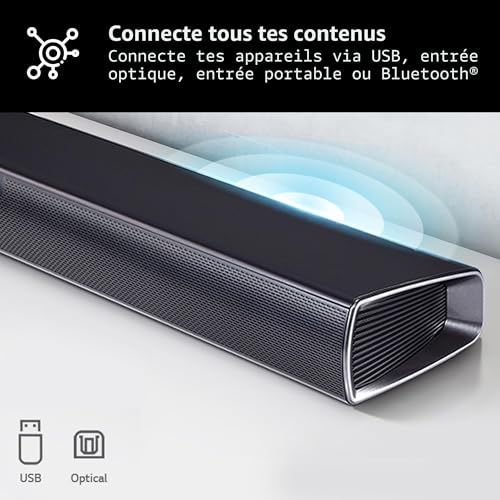 LG SQC4R Barre de Son Intelligente 2.1 canaux Son Surround Dolby Digital avec Basses puissantes Large connectivité HDMI Bluetooth USB entrée Optique et Application AndroidiOS - vue 10