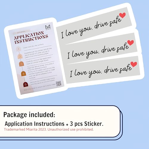Image of Miarita 3X I Love You Drive Safe Mirror Sticker, Cute Car Stickers for Womens, Car Decals for Women, Rear View Mirror Sticker, Valentines Day Gifts for Her, Him (I Love You Drive Safe Black)