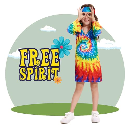 Vestido Hippie 70s para Niñas 5-14 años miniatura 4