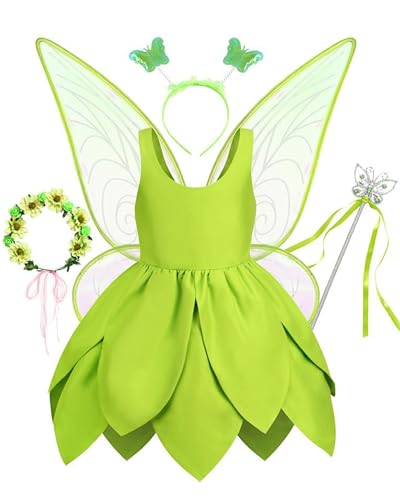 Disfraz de Hada Verde para Niñas Con Alas y Accesorios miniatura 1