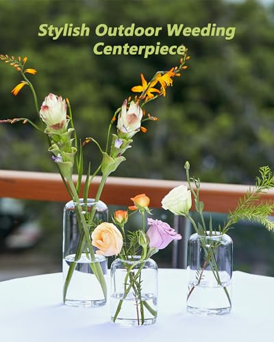 ZENS Bud Vases in Bulk Set of 16, Modern Small Glass Vases for Flower Clear Bud Vases for Wedding Centerpiece, Modern Blown Small Vase for Flowers, Wedding Party Events Decorative Home Decor - Image 6