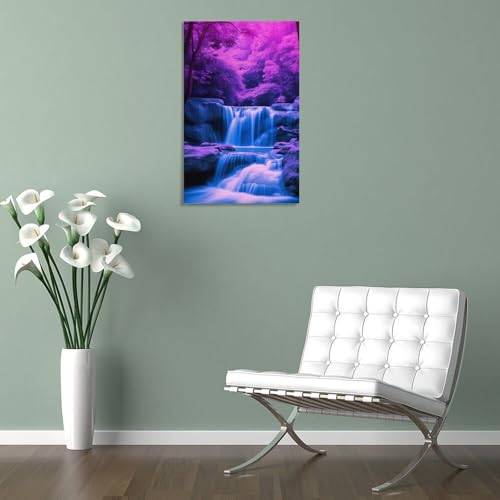 Toile cascade forestière 40x60cm pour agrandir un salon moderne - 5