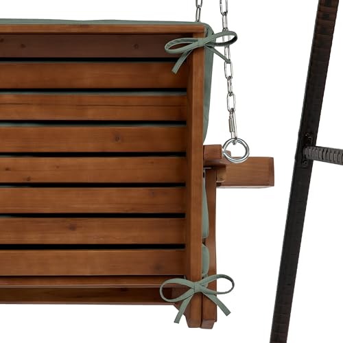 Image of Arden earthFIBER Indoor /Outdoor Swing Cushion Set, 56 x 20, Water Repellent, Fade Resistant, Cushion Set for Swing or Bench Sage Green Texture