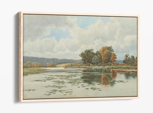 Impression sur toile Henri Tebbitt Upper Thames avec cadre chêne véritable