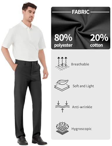Image of Men's Tall Classic Fit Flex Flat Front Dress Pants Formal Pants for Business & Office