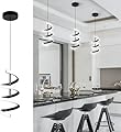 Black Spiral Led Pendant Light Fixtures, 4500K Cold White LED Hanging Lamp, Modern LED Chandelier for Kitchen Island, Hanging Pendant Lights for Dining Room, Bedroom, Living Room, Corridor, Stairs