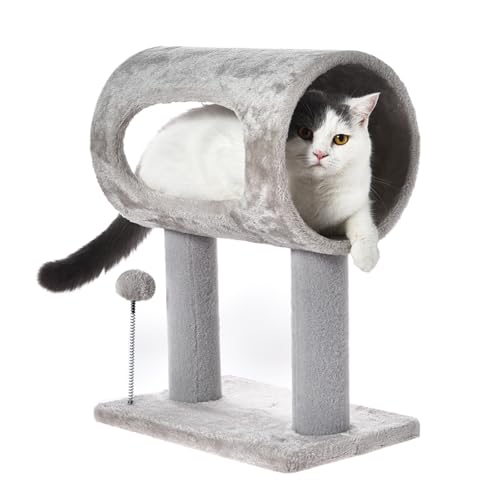 Cat Craft Scratching Post 20.5 Cat Tree with Tunnel Carpet Cat Tower Kitten Tree Cat Tree with Hanging Ball for Indoor Cat Grey