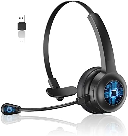 Derico Trucker Bluetooth Headset with Noise Cancelling Microphone & Mute Button for Cell Phones | Telephone Headsets for Office Phones | On-Ear Headphones for Microsoft, Call Center, Trucker Headset