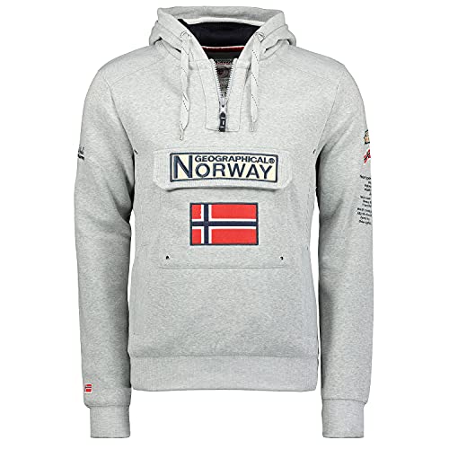 Geographical Norway Gymclass Men   Sudadera Hombre Con Capucha Bolsillo Canguro Para Hombres   Jersey sudaderas Manga Larga   Ropa para Hombre Primavera Verano Otoño Invierno (Gris Claro L)