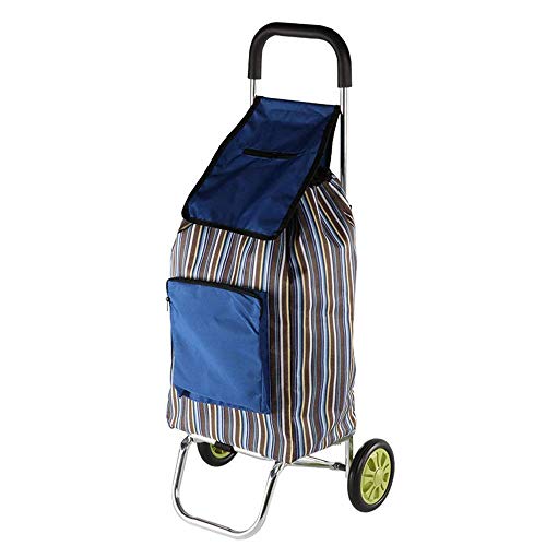 Einkaufstrolley, zusammenklappbar, Oxford-Stofftasche, Einkaufswagen, gestreift, Bedruckt, Kletterwagen, 2 große Räder für Zuhause, Leichter Einkaufswagen