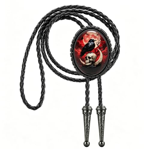 Image of Jeilwiy Bolo Tie for Men Western Cowboy Gothic Bolo Tie Necklace Halloween