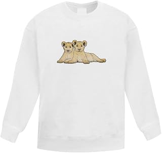 Azeeda 'Lion Cub Siblings' Kid's Sweatshirt/Jumper (9-11 Years) (KW00070474)